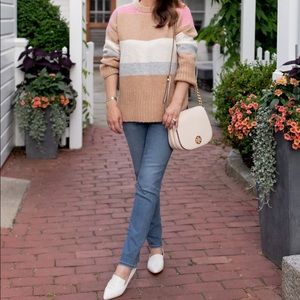 NWT Topshop Camel Super Soft Striped Pullover Sweater